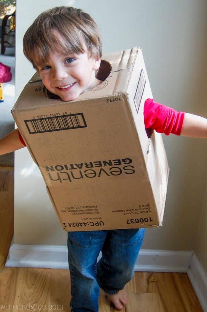 little boy in a box to make a cheap halloween costume