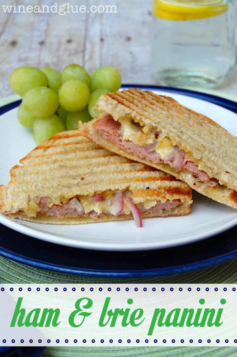 Ham and Brie Panini mixes the most delicious flavors into an easy panini that will make you feel like you are having lunch in a fancy cafe via www.wineandglue.com