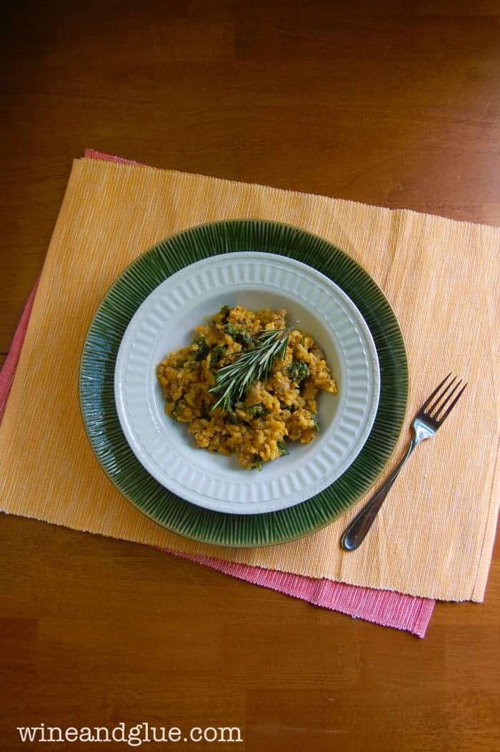Creamy Pumpkin Goat Cheese Risotto | Full fall nutty flavor that is creamy, rich, and delicious! via www.wineandglue.com