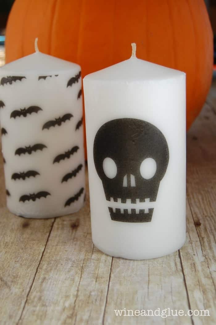 Super cute DIY Halloween candles that can be dressed up any spooky way you want!