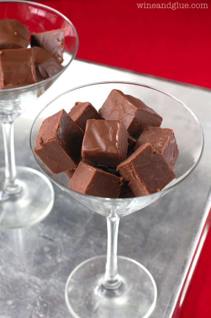 Chocolate Amaretto Fudge!  You are only four ingredients away from this amazing fudge!