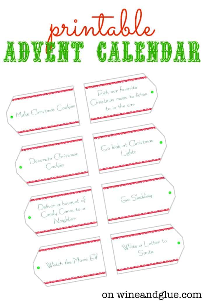 DIY Advent Calendar!  Complete with FREE Printables to make it super easy! via www.wineandglue.com #sponsored