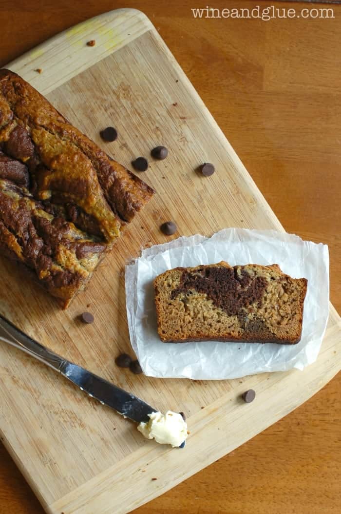 Chocolate Banana Pudding Bread!  The best of both two breads marbled into one super bread! via www.wineandglue.com