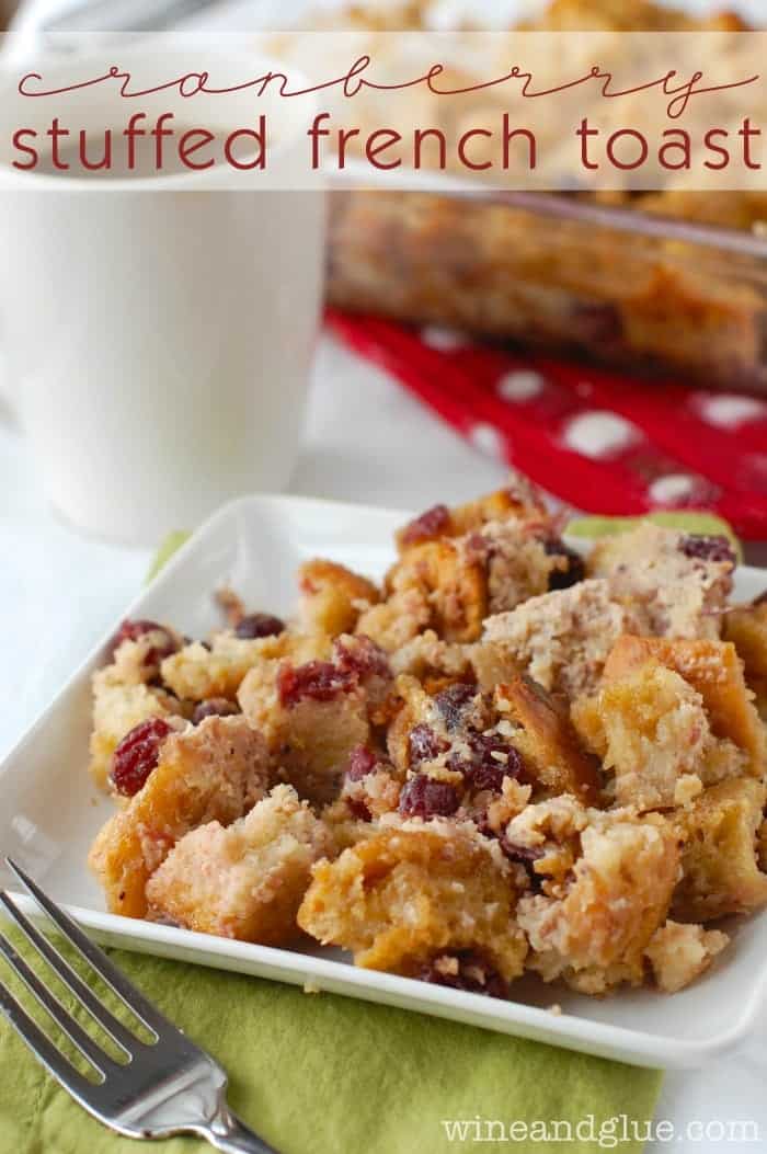 a small dish of cranberry French toast casserole