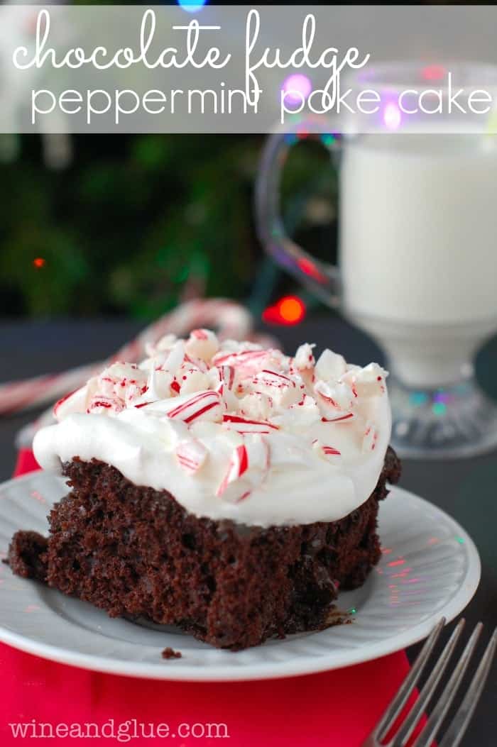 Chocolate Fudge Peppermint Poke Cake | www.wineandglue.com