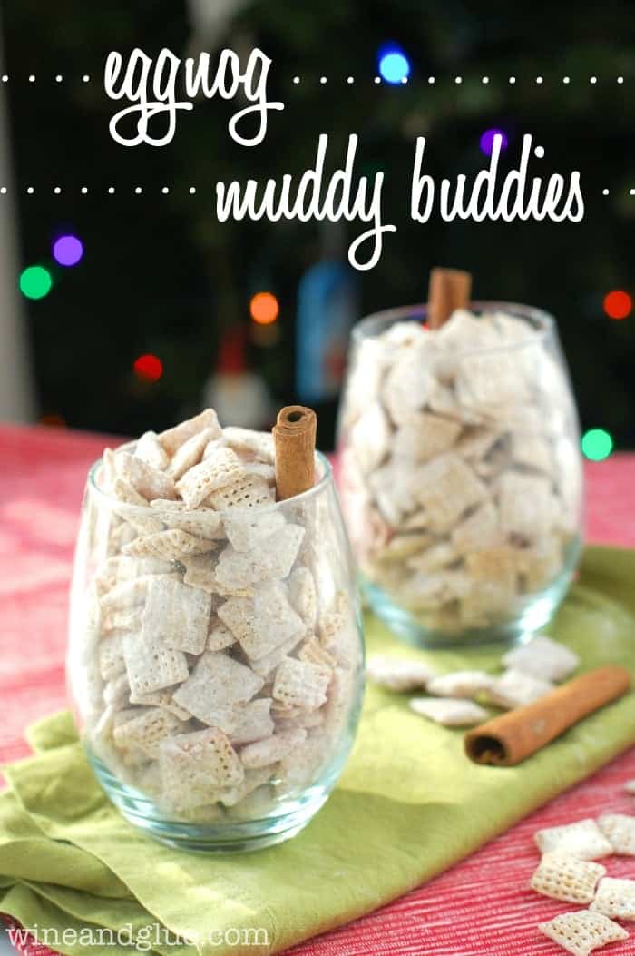 Eggnog Muddy Buddies | www.wineandglue.com | Delicious puppy chow flavored like your favorite holiday drink!