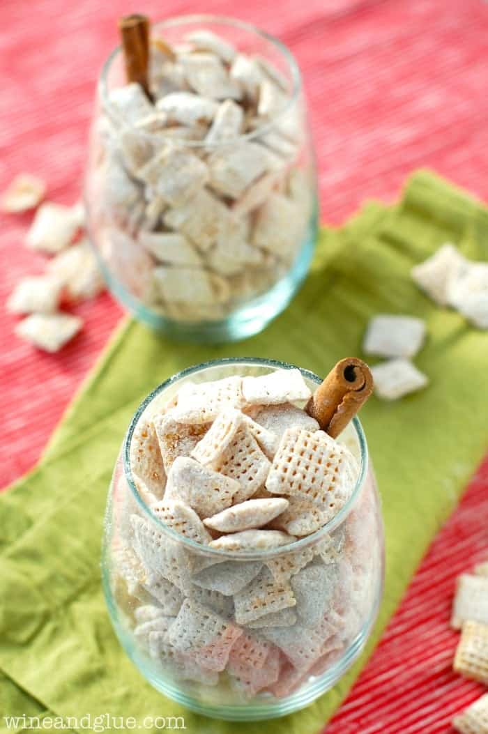 Eggnog Muddy Buddies | www.wineandglue.com | Delicious puppy chow flavored like your favorite holiday drink!