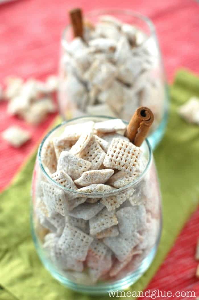 Eggnog Muddy Buddies | www.wineandglue.com | Delicious puppy chow flavored like your favorite holiday drink!