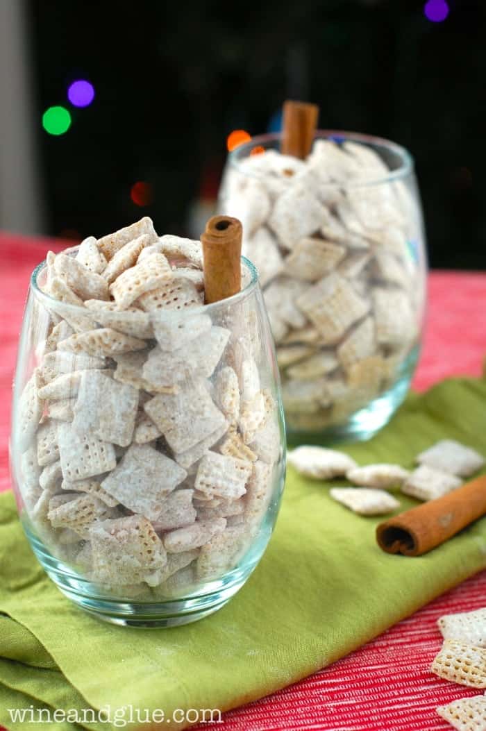 Eggnog Muddy Buddies | www.wineandglue.com | Delicious puppy chow flavored like your favorite holiday drink!