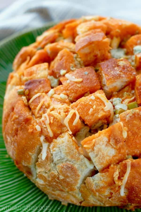 This Buffalo Pull Apart Bread is cheesy bread with that buffalo flavor that makes it perfect for any party!