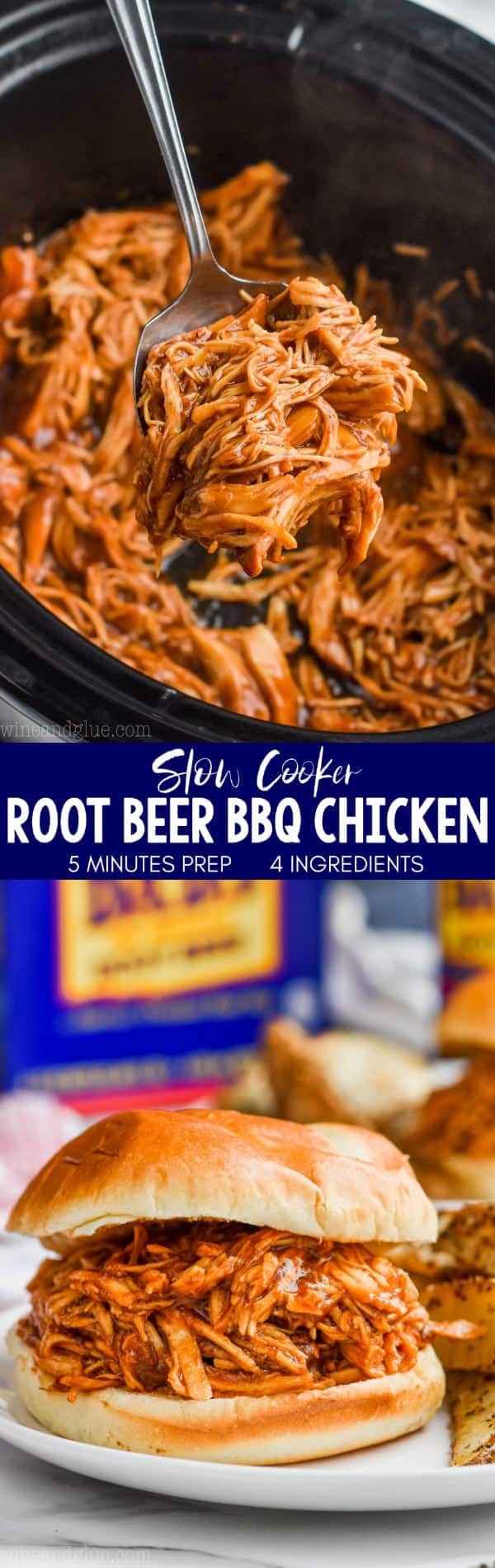 collage of slow cooker bbq chicken recipe