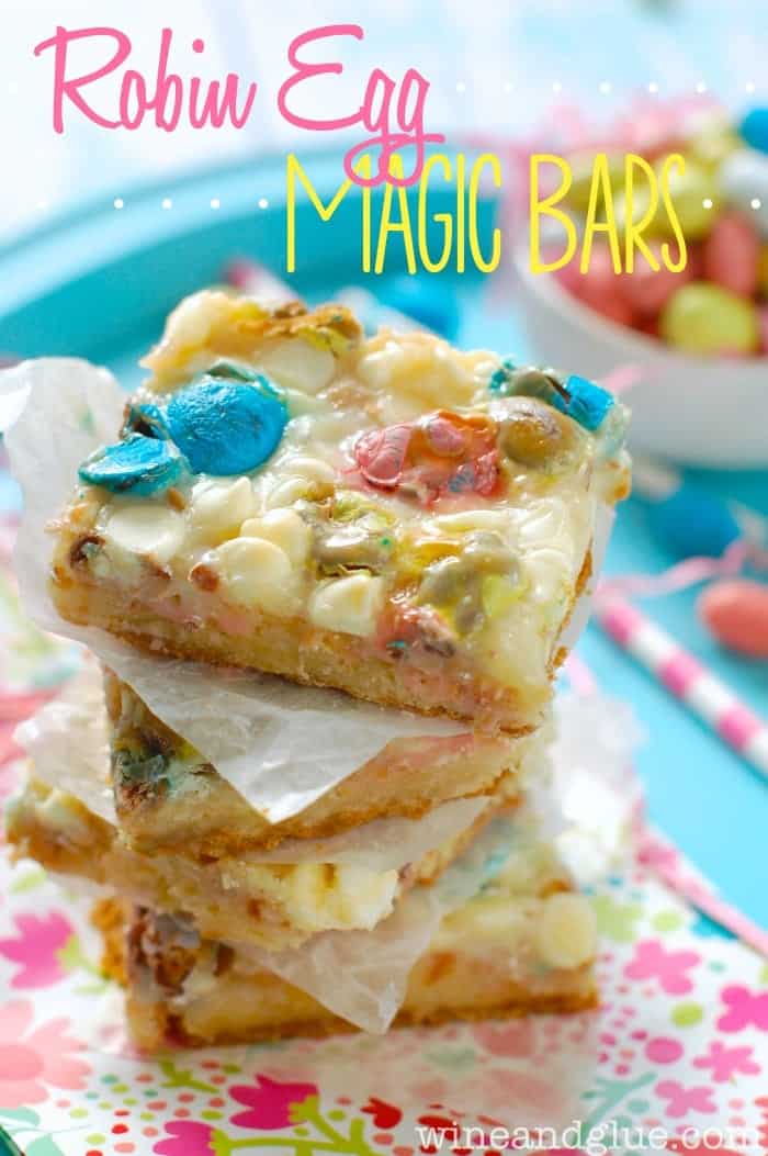 Robin Egg Magic Bars | www.wineandglue.com | With the graham cracker crust and the sugar cookie middle you won't be able to eat just one!