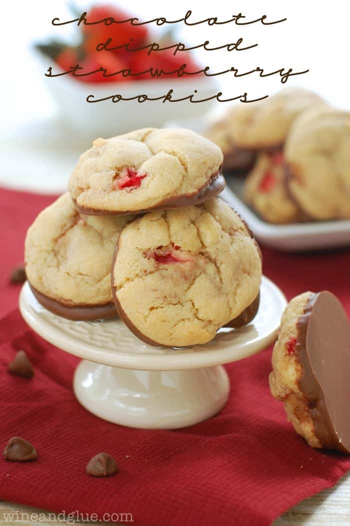 Soft & delicious cookies packed with fresh strawberries and dipped in chocolate!