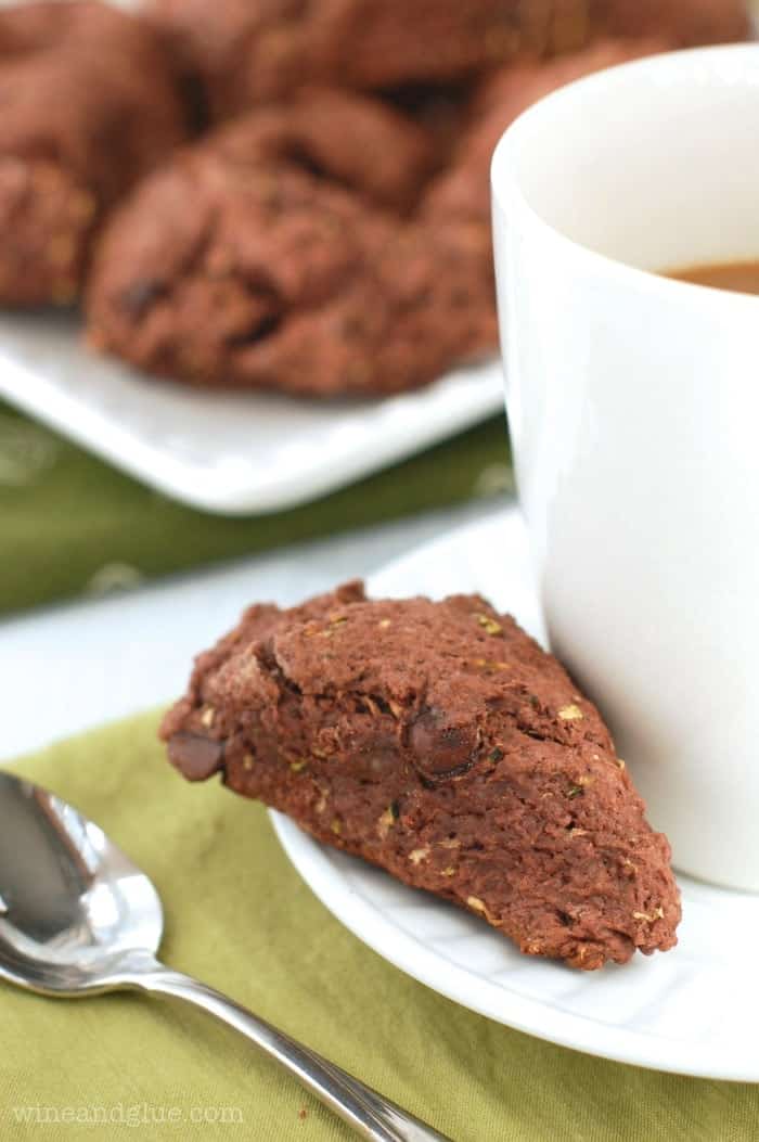 Chocolate Zucchini Scones | www.wineandglue.com | Chocolate for breakfast in the form of a moist yummy scone!