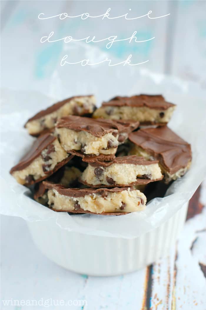 small bowl full of cookie dough bark