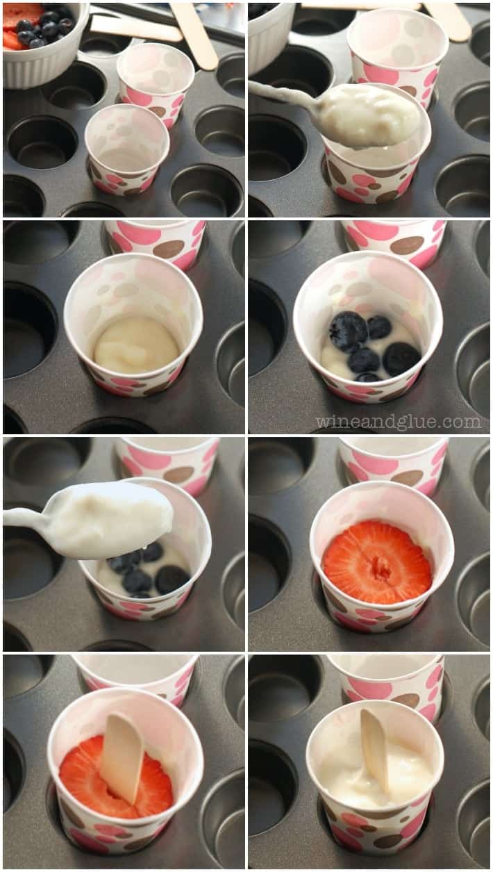 These Strawberry Blueberry Yogurt Pops are so perfect for summer and so easy to make!