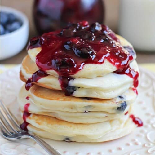 Blueberry Sour Cream Pancakes With Fresh Homemade Syrup Simple Joy