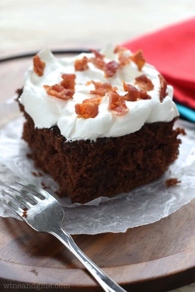 Chocolate Bacon Poke Cake | The perfect combination of salty and sweet, savory and ridiculously rich delicious.