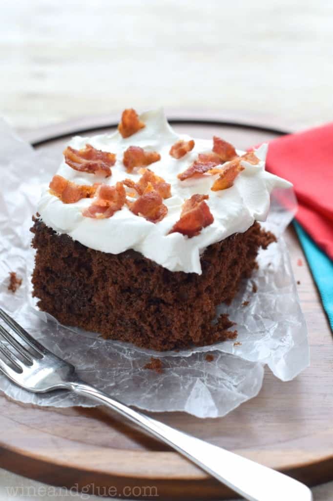 Chocolate Bacon Poke Cake | The perfect combination of salty and sweet, savory and ridiculously rich delicious.