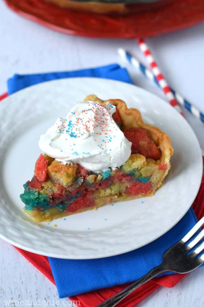 This Firework Sugar Cookie Pie is insanely delicious and like face planting into the biggest softest most delicious sugar cookie ever!