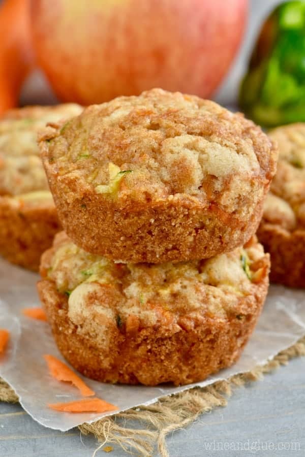 zucchini bread muffins stacked