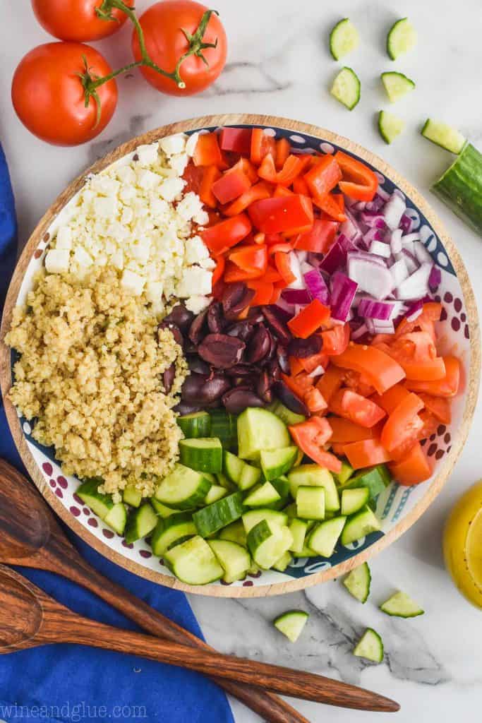 greek quinoa separated by ingredients