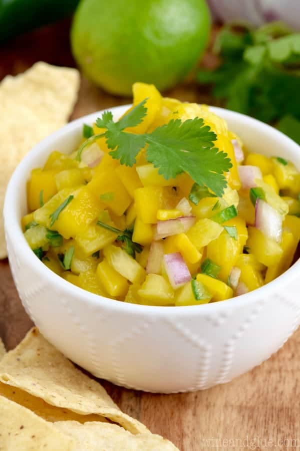 This Pineapple Mango Salsa is such a delicious combination of savory and sweet with a little kick too!