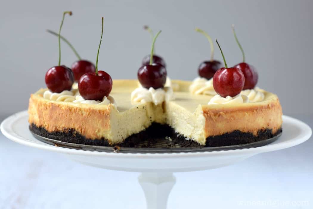 Enjoy a slice of this creamy, sweet Vanilla Bean Cheesecake. 