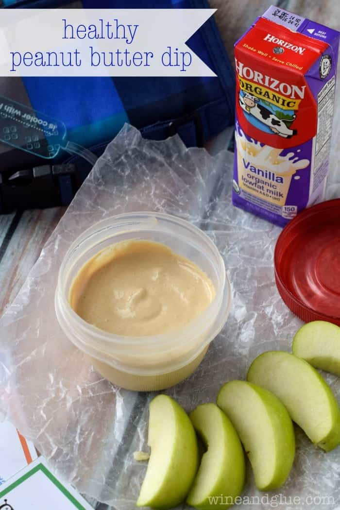 Healthy Peanut Butter Dip | www.wineandglue.com | Low in sugar, high in protein, and delicious!