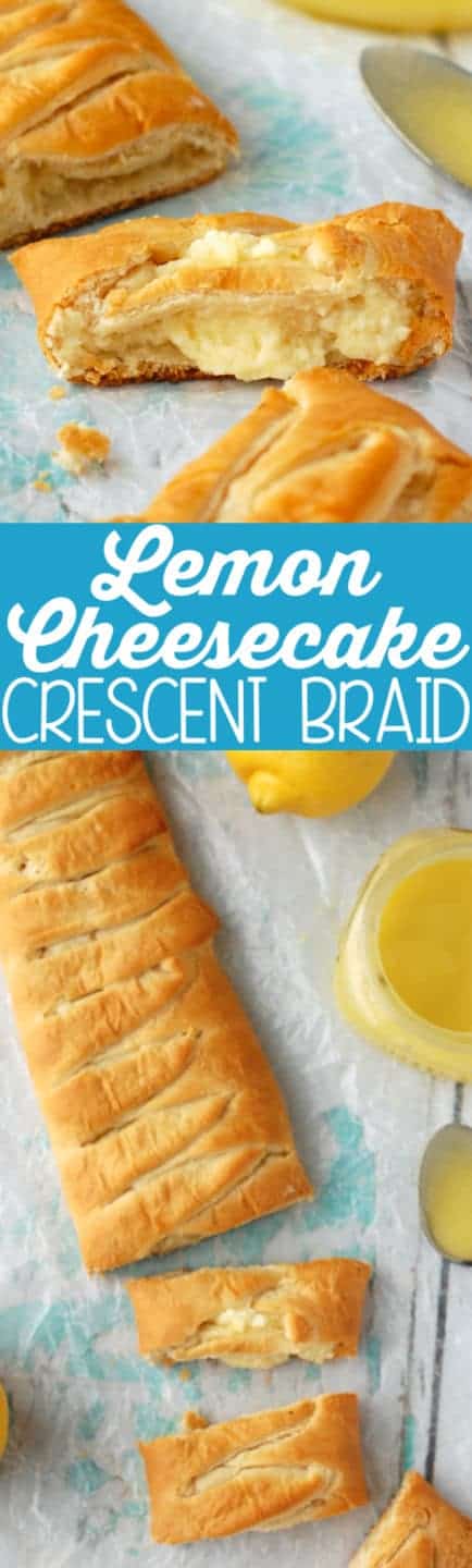 This Lemon Cheesecake Crescent Braid delicious, beautiful, and only THREE ingredients!!