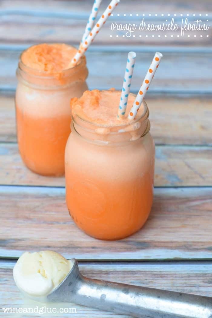 Orange Dreamsicle Floatini | A delicious mix of adult cocktail and fun kid drink!