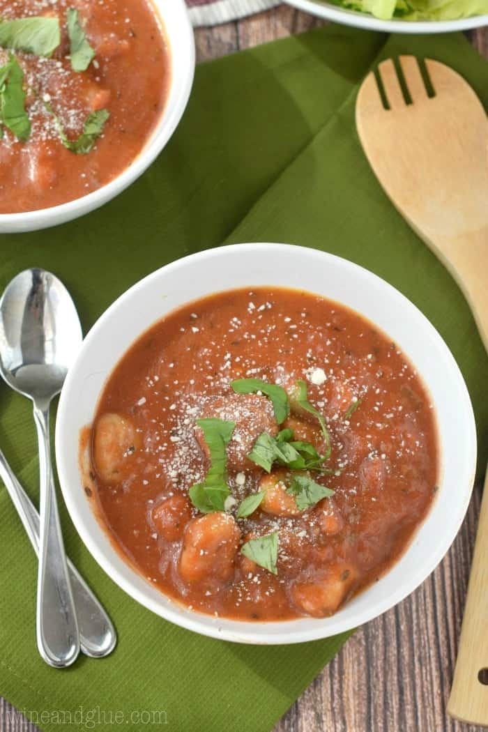 This Slow Cooker Meatball Gnocchi Soup is easy to throw together and so delicious and warm!