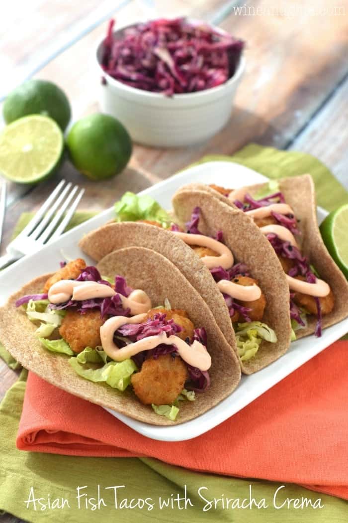 These Asian Fish Tacos with Sriracha Crema are seriously easy, but taste restaurant quality good. Perfect for a weeknight meal!