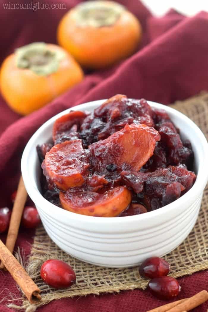 This Crock Pot Persimmon Cranberry Sauce has about five minutes of prep, cooks on it's own, and comes out absolutely delicious!