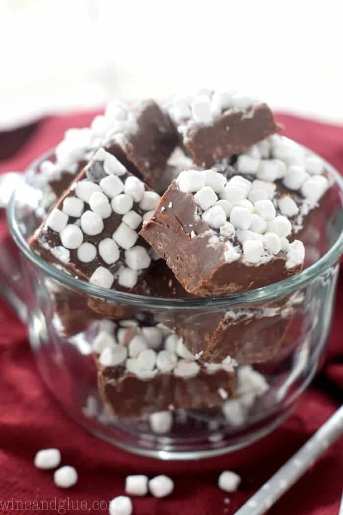 small glass mug full of hot cocoa fudge