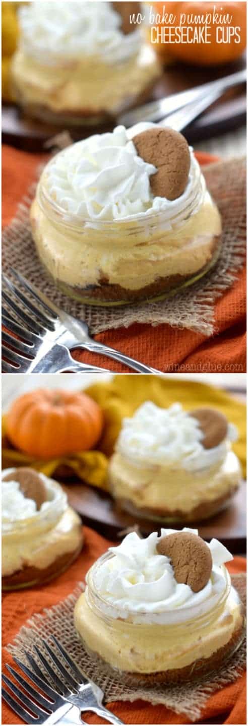 These No Bake Pumpkin Cheesecake Cups are fool proof and make such a cute and fun holiday dessert!