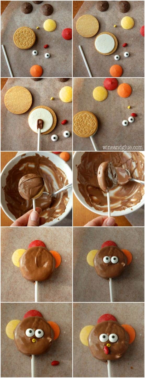 A photo tutorial to make adorable turkey pops that double as Thanksgiving placeholders