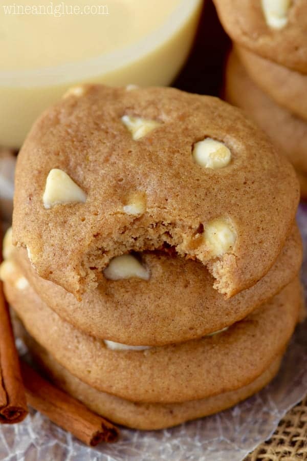 These White Chocolate Chip Eggnog Cookies are full of sweet spices and delicious eggnog taste! Chewy, soft, and delicious! Perfect holiday cookies!