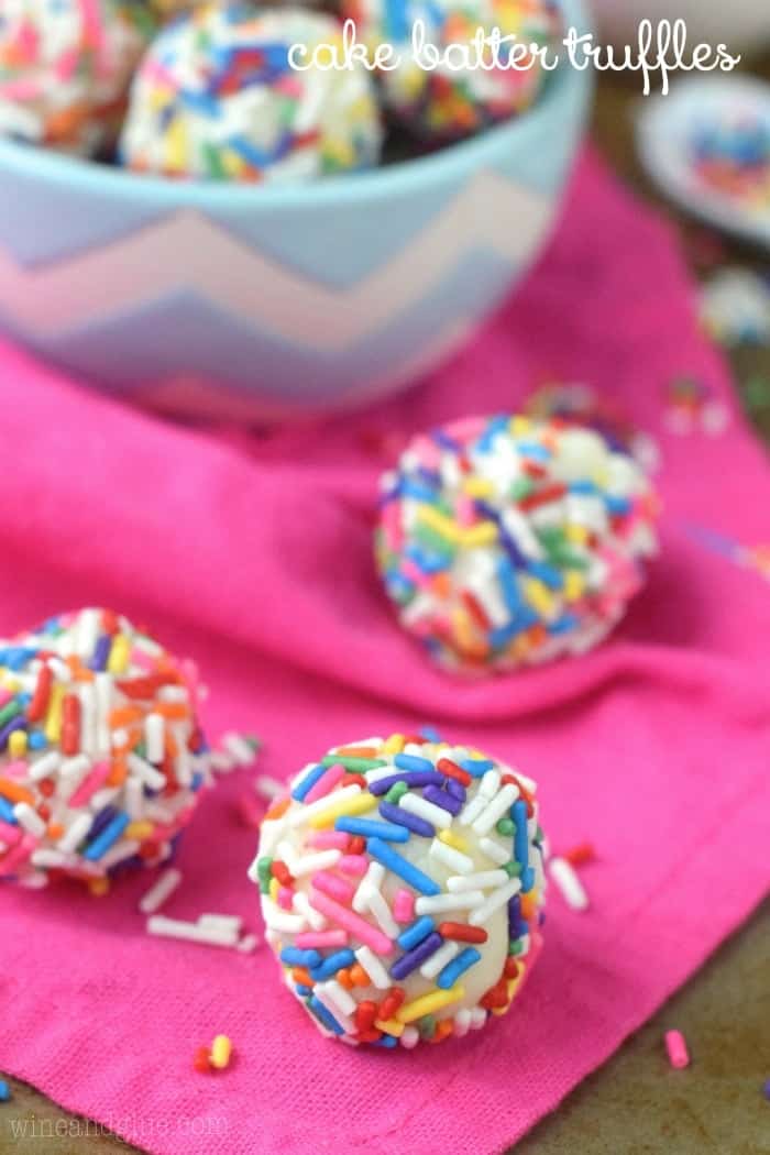 These Cake Batter Truffles are made in the microwave! And so so so yummy! Good luck only eating one!
