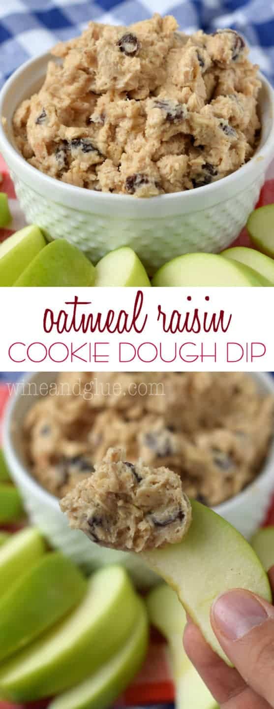 This Oatmeal Raisin Cookie Dough Dip is so simple to whip together, that it will quickly become your new favorite sweet dip for parties!