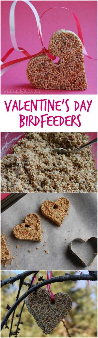 These Valentine's Day Bird Feeders are a simple craft and make for a cute little gift!