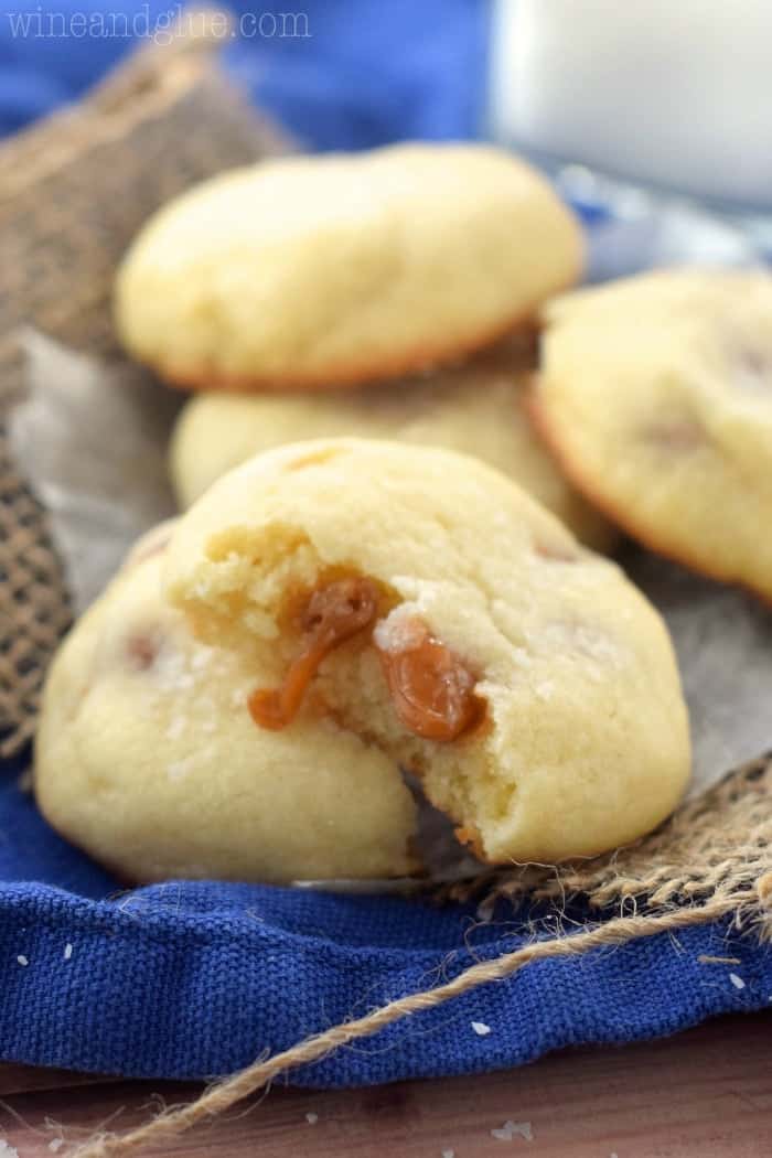 close up of salted caramel sugar cookies