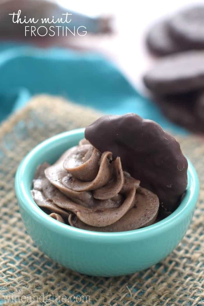 This Thin Mint Frosting is your favorite Girl Scout Cookie in frosting form!  You're going to want a spoon.