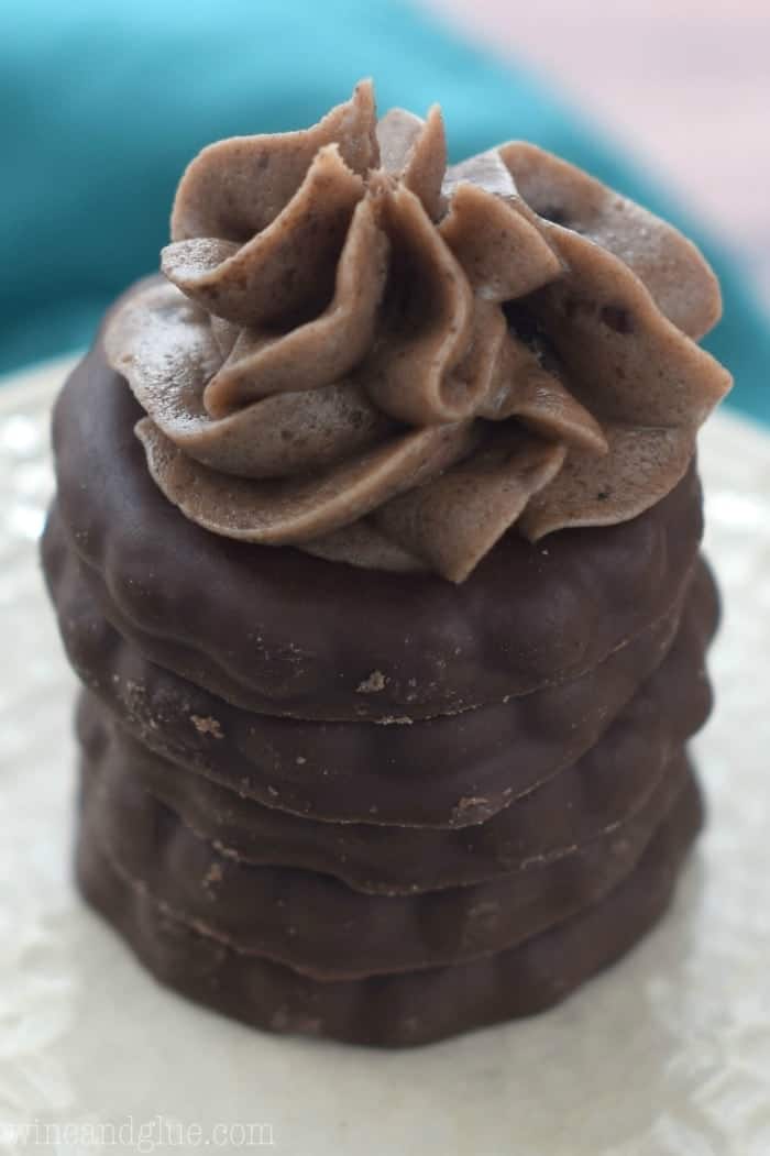 This Thin Mint Frosting is your favorite Girl Scout Cookie in frosting form!  You're going to want a spoon.