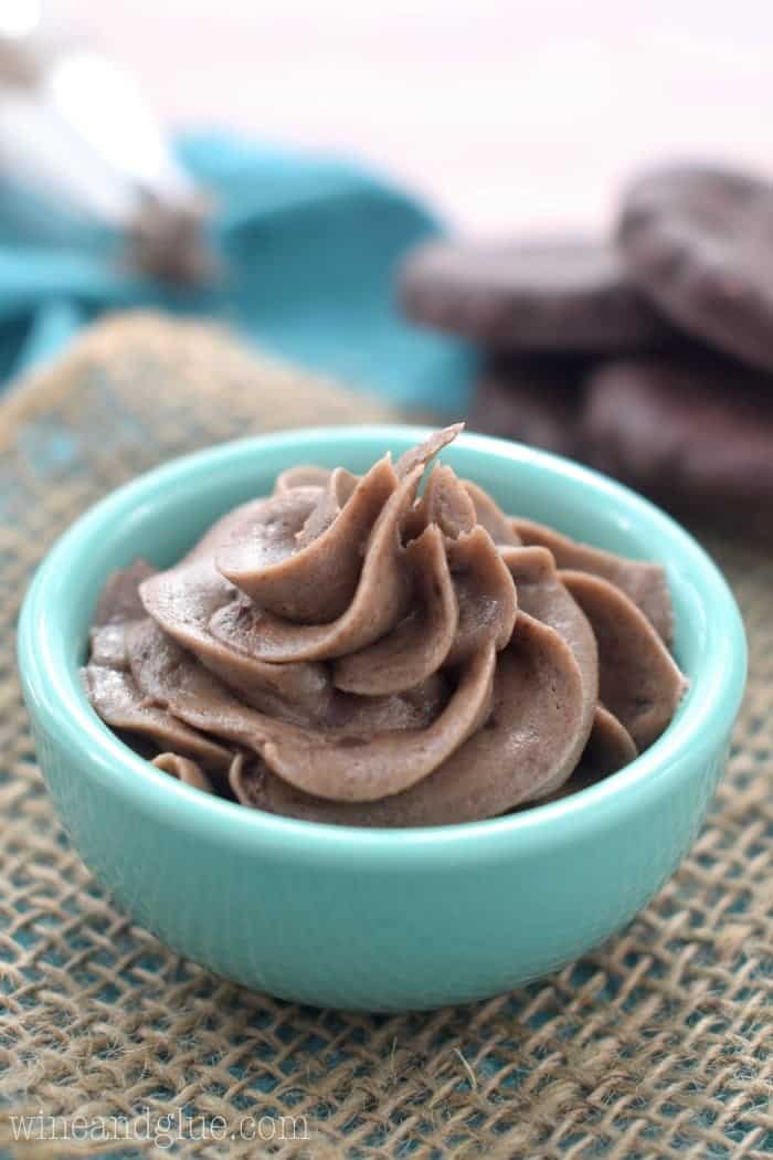 This Thin Mint Frosting is your favorite Girl Scout Cookie in frosting form!  You're going to want a spoon.