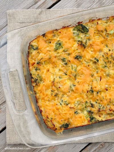 Broccoli Cheddar Hash Brown Bake