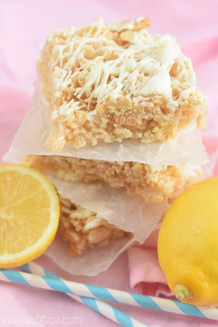 These Lemon Bar Rice Krispie Treats are your favorite treat in a deliciously lemon flavor!