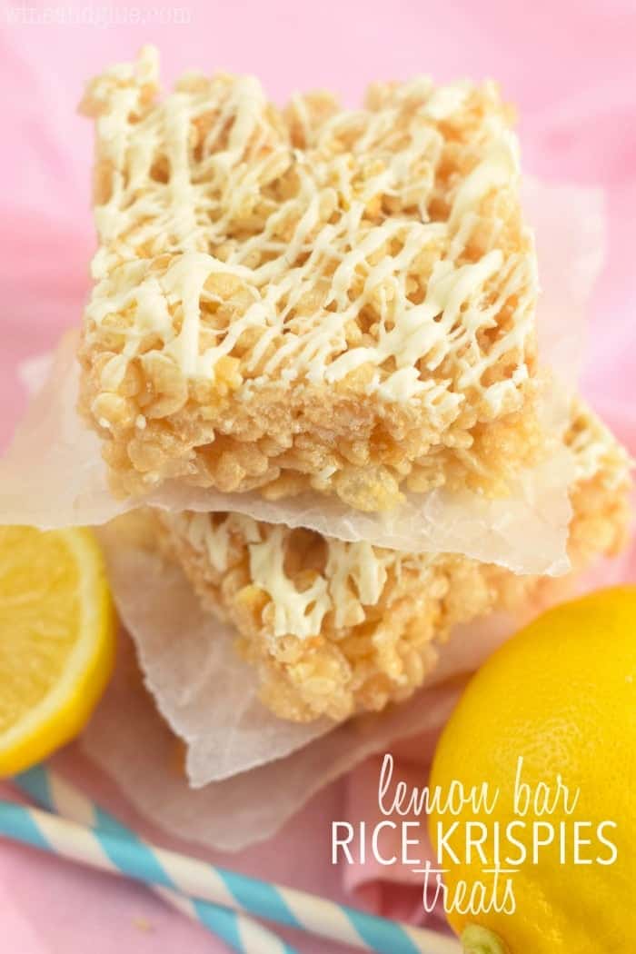 These Lemon Bar Rice Krispies Treats are your favorite treat in a deliciously lemon flavor!