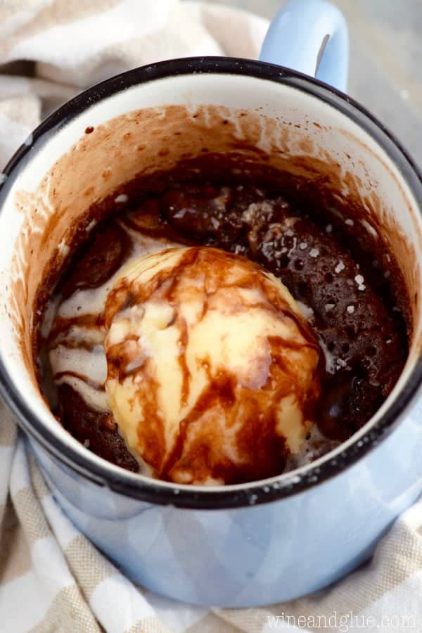 This Salted Caramel Chocolate Mug Cake is your rich and delicious answer to a chocolate craving!