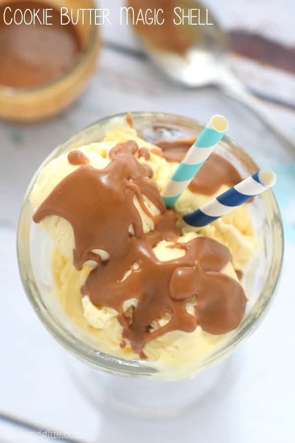 This Cookie Butter Magic Shell is the fun childhood ice cream treat in the flavor of delicious Cookie Butter!!